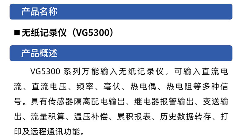 威格無紙記錄儀（VG5300）無紙萬能輸入，廠家直銷，品質(zhì)保障插圖1